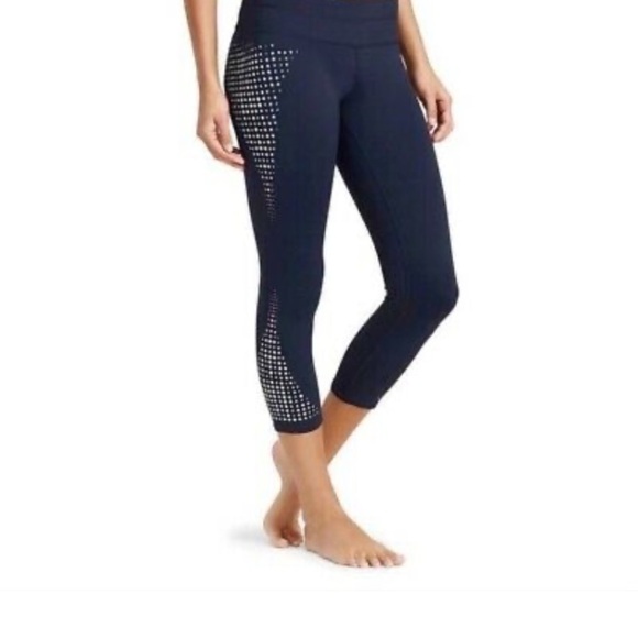 Athleta Leggings Gel Dot Sonar Athletic Capris Navy Blue eh. - Picture 3 of 15